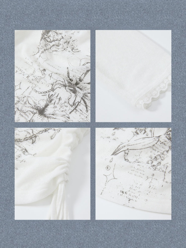 Fake Two-Piece White Thin Halter Neck Long Sleeve T-Shirt【s0000018153】