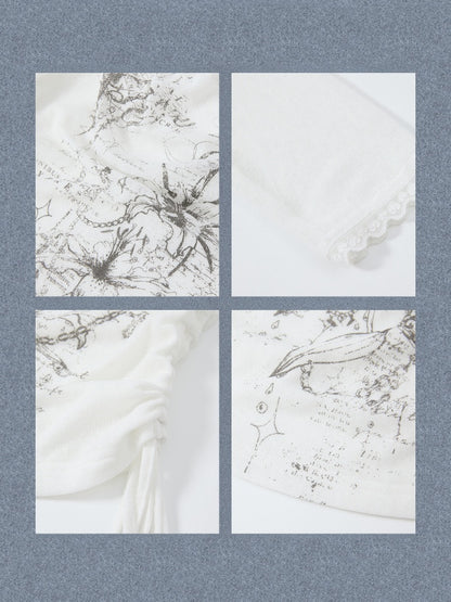 Fake Two-Piece White Thin Halter Neck Long Sleeve T-Shirt【s0000018153】