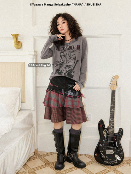 Chemical Girl × NANA Collaboration  Rock Band Prints Loose Long-Sleeve T-Shirt【s0000018155】