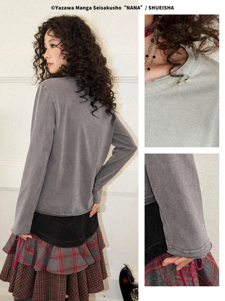Chemical Girl × NANA Collaboration  Rock Band Prints Loose Long-Sleeve T-Shirt【s0000018155】