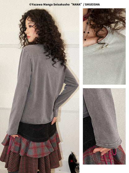 Chemical Girl × NANA Collaboration  Rock Band Prints Loose Long-Sleeve T-Shirt【s0000018155】