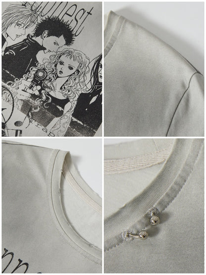 Chemical Girl × NANA Collaboration  Rock Band Prints Loose Long-Sleeve T-Shirt【s0000018155】