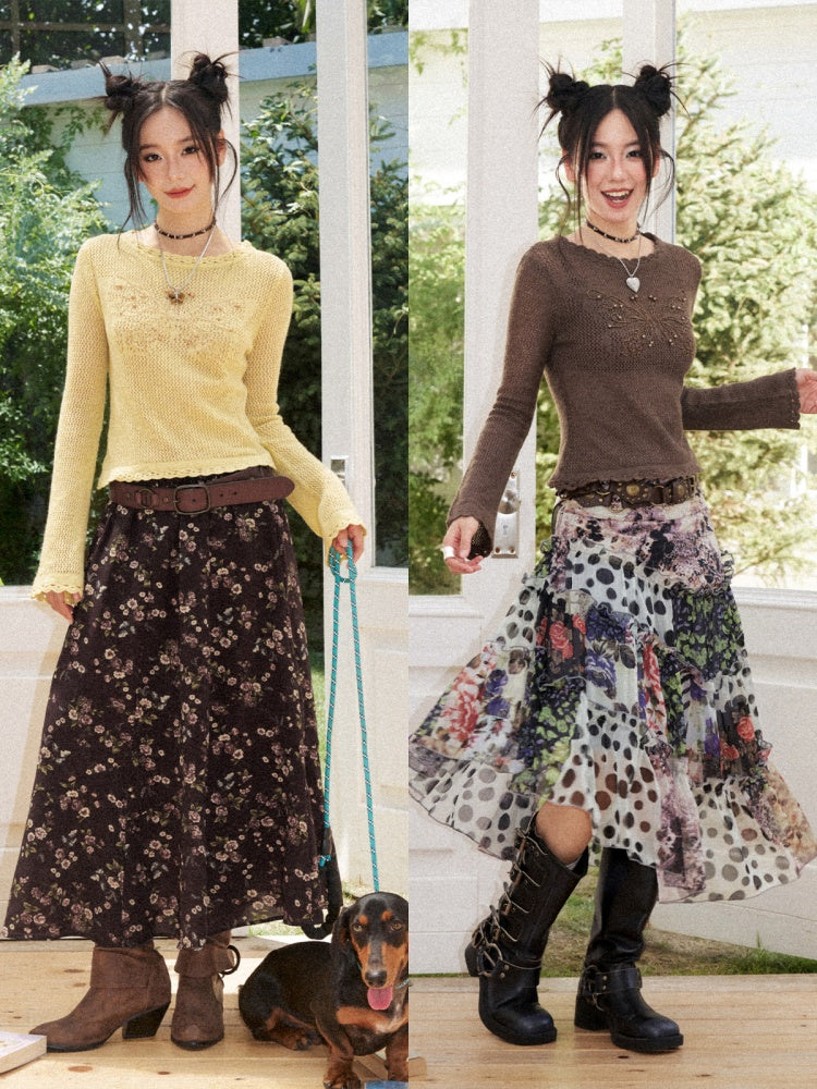 Butterfly Dream Echo Vintage Flared Sleeve Handmade Crochet Sweater【s0000018161】