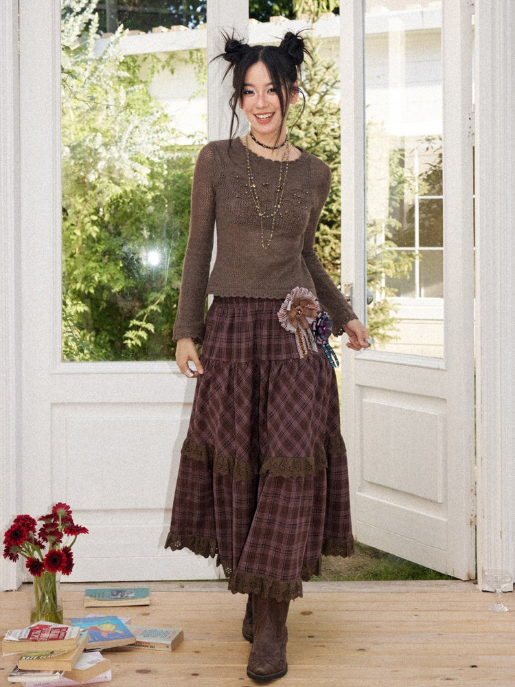 Butterfly Dream Echo Vintage Flared Sleeve Handmade Crochet Sweater【s0000018161】