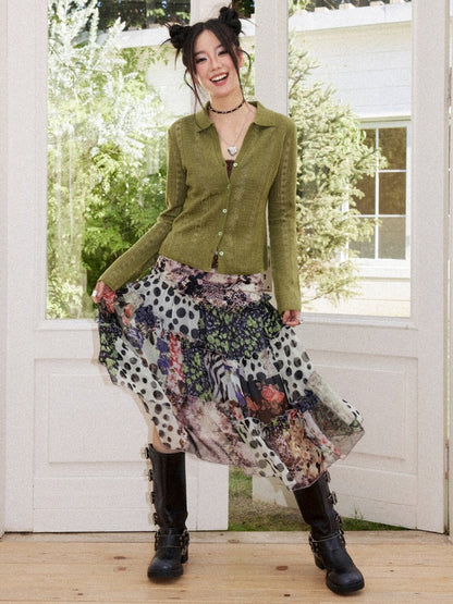 Floral Memories Vintage Floral Patchwork Irregular Midi Skirts【s0000018163】