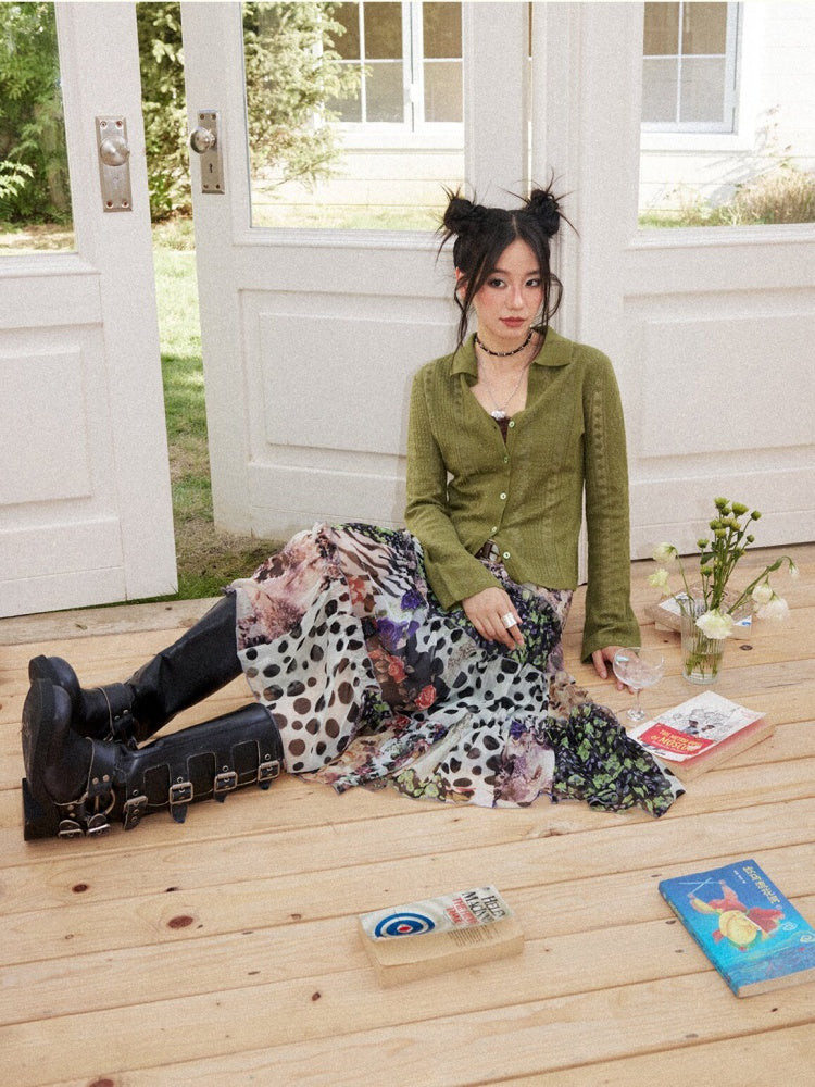 Floral Memories Vintage Floral Patchwork Irregular Midi Skirts【s0000018163】