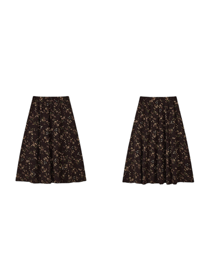 Floral Drape Elastic Waist Vintage Casual A-Line Skirt【s0000018164】