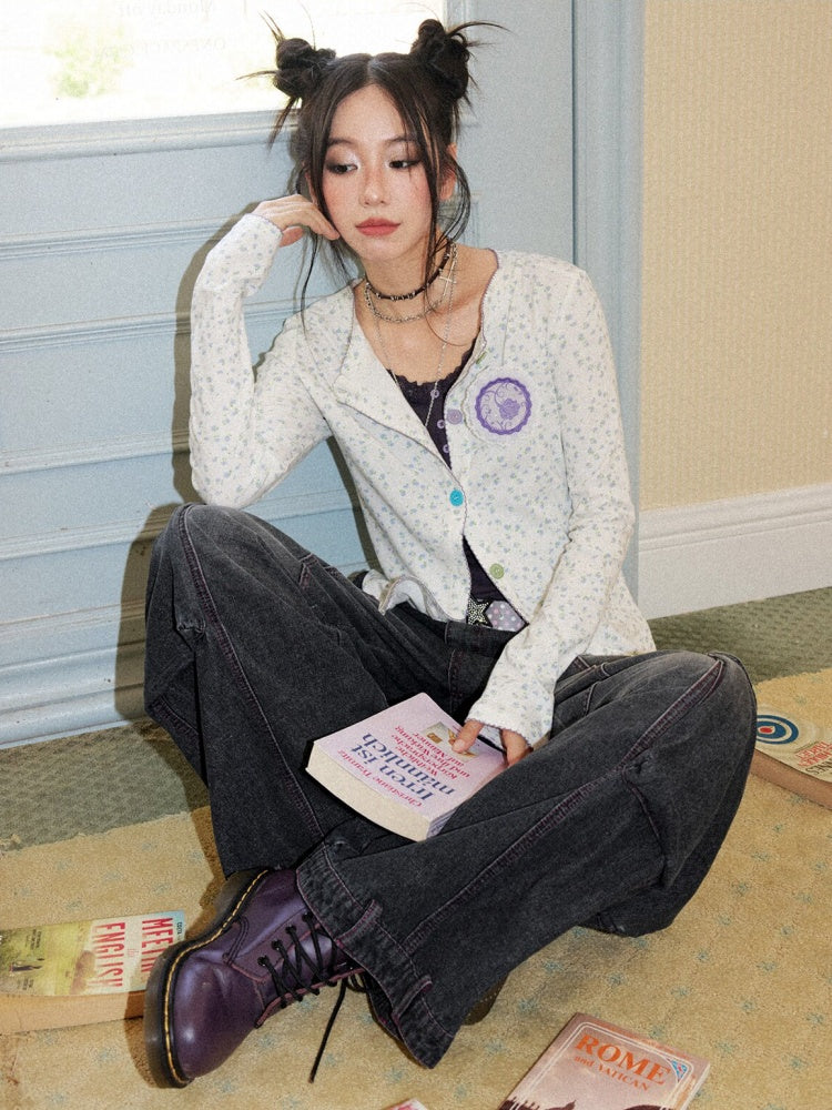 Washed Heavy Industry Vintage Wide-Leg Large Pocket Workwear Jeans【s0000018171】