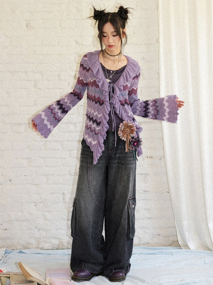 Washed Heavy Industry Vintage Wide-Leg Large Pocket Workwear Jeans【s0000018171】