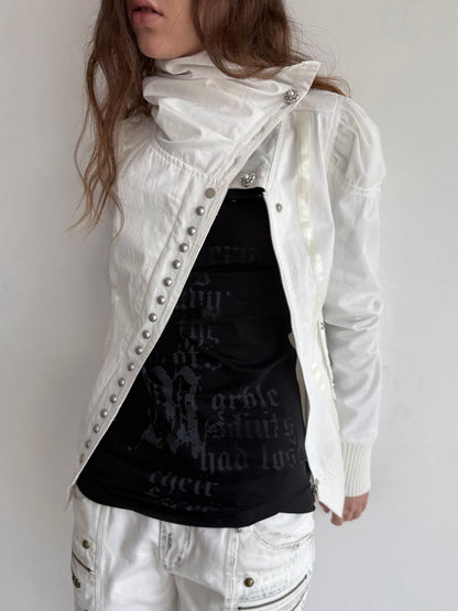 Henley Collar Gothic Print Slim-Fit Basic Long-Sleeve Base Shirt【s0000018383】