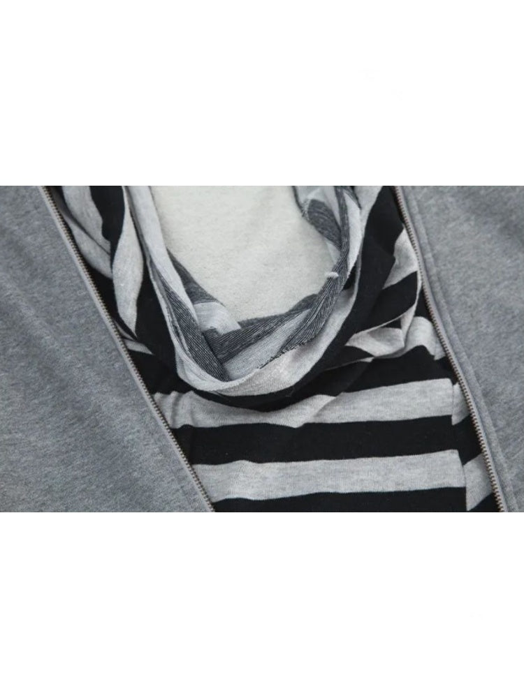 Oversized Striped Patchwork Drop Shoulder Pullover【s0000018385】
