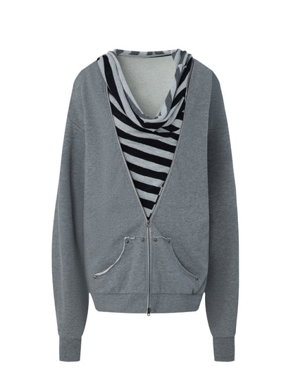 Oversized Striped Patchwork Drop Shoulder Pullover【s0000018385】