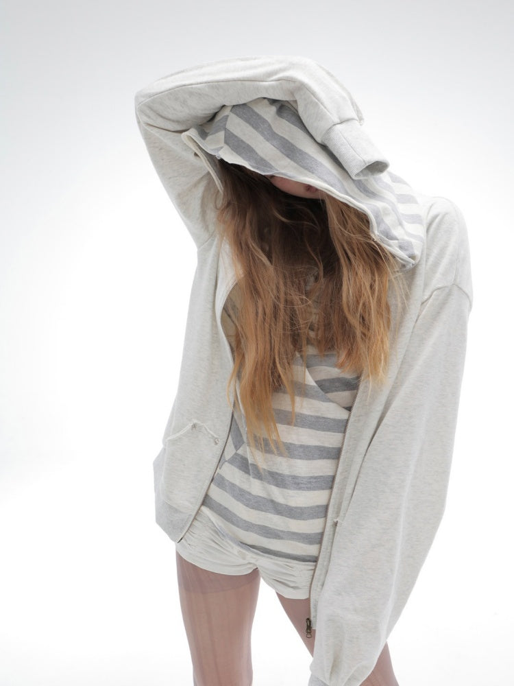 Oversized Striped Patchwork Drop Shoulder Pullover【s0000018385】