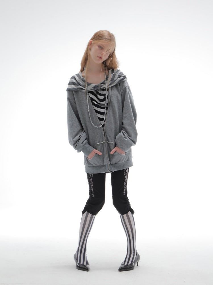 Oversized Striped Patchwork Drop Shoulder Pullover【s0000018385】