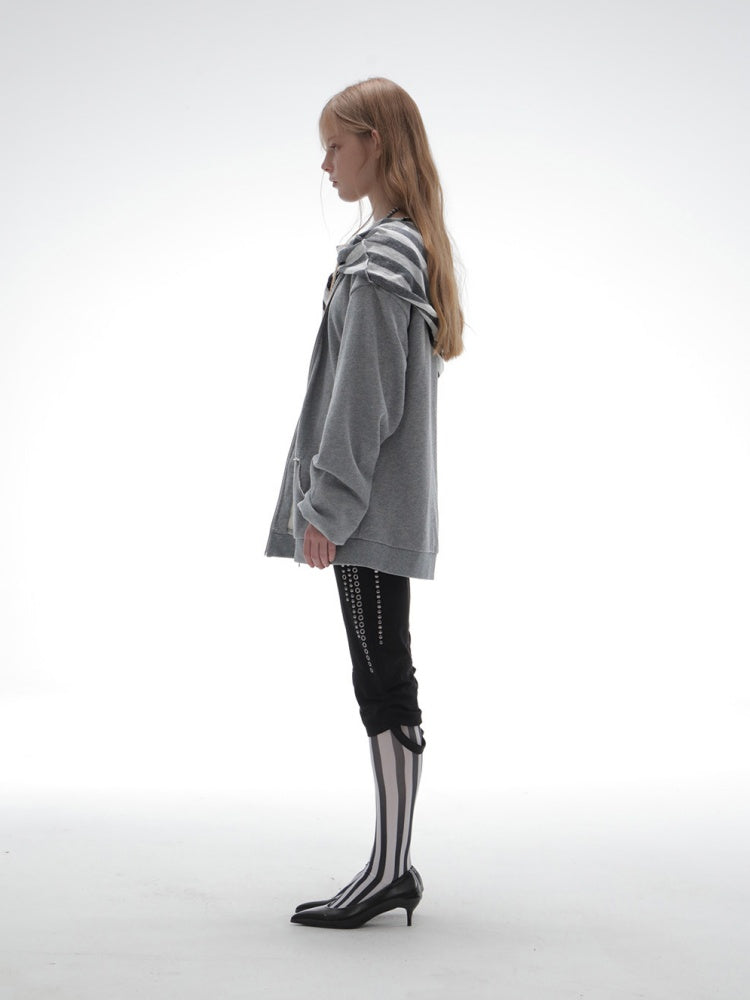 Oversized Striped Patchwork Drop Shoulder Pullover【s0000018385】