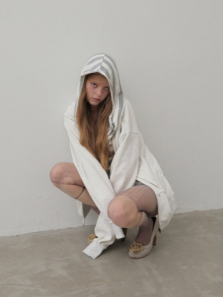 Oversized Striped Patchwork Drop Shoulder Pullover【s0000018385】