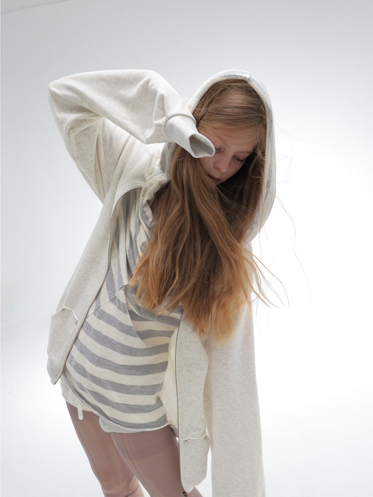 Oversized Striped Patchwork Drop Shoulder Pullover【s0000018385】