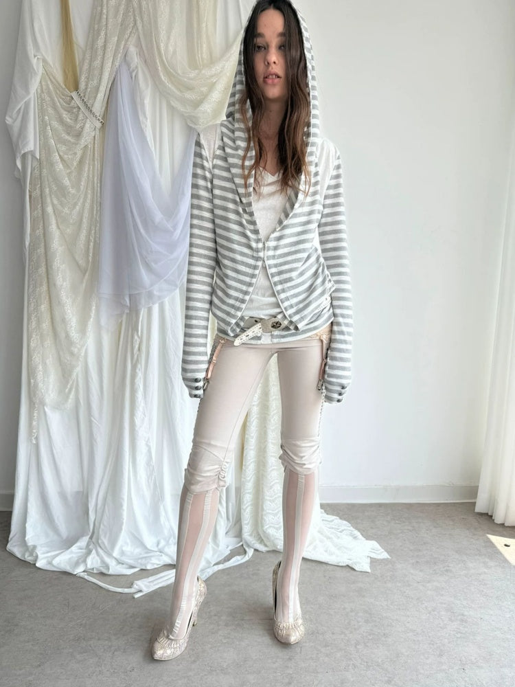 Capri Base Metal Rhinestone Base Slim Fit Fencing Stretch Pants【s0000018386】