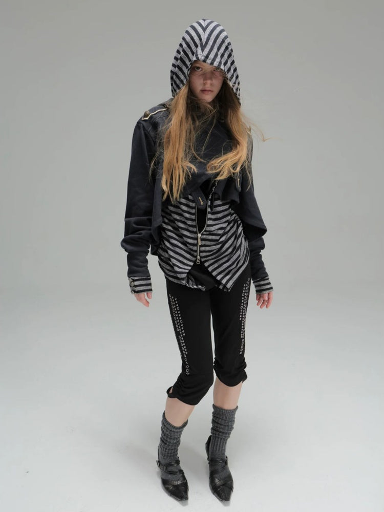 Capri Base Metal Rhinestone Base Slim Fit Fencing Stretch Pants【s0000018386】