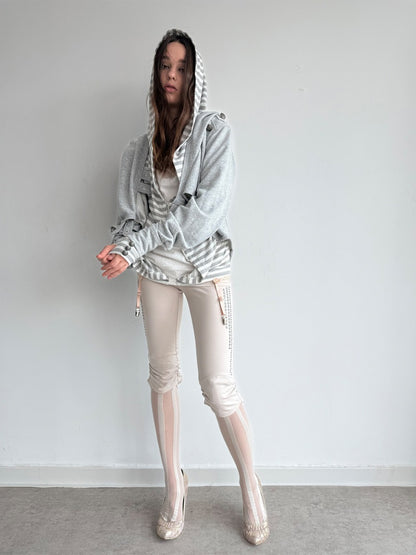 Capri Base Metal Rhinestone Base Slim Fit Fencing Stretch Pants【s0000018386】