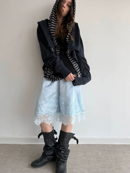 Hooded Asymmetrical Wandering Short Cape Sweatshirt Jacket【s0000018387】