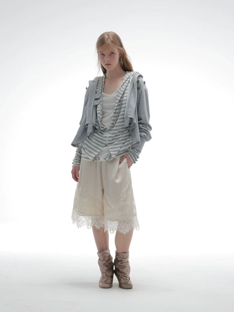 Hooded Asymmetrical Wandering Short Cape Sweatshirt Jacket【s0000018387】