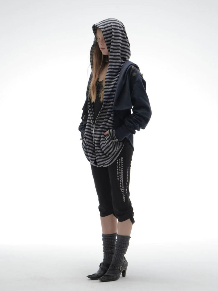 Hooded Asymmetrical Wandering Short Cape Sweatshirt Jacket【s0000018387】