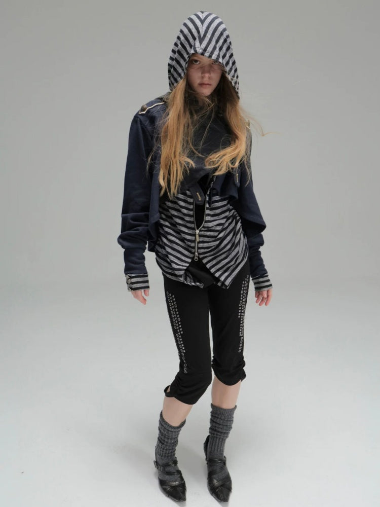 Hooded Asymmetrical Wandering Short Cape Sweatshirt Jacket【s0000018387】