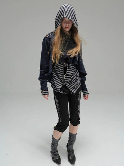 Hooded Asymmetrical Wandering Short Cape Sweatshirt Jacket【s0000018387】