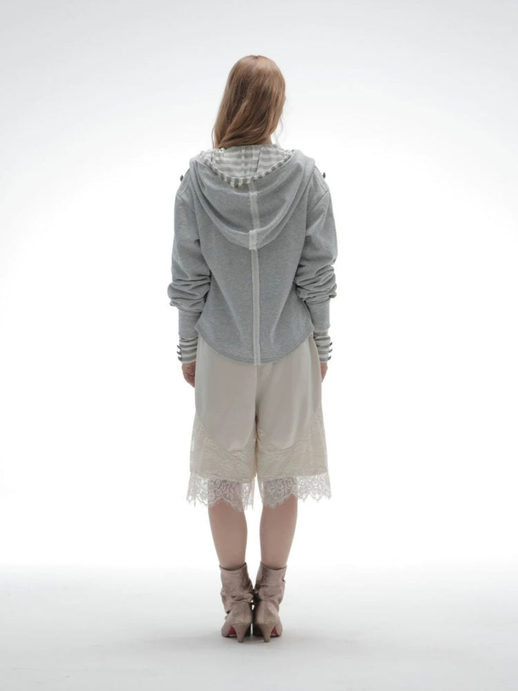 Hooded Asymmetrical Wandering Short Cape Sweatshirt Jacket【s0000018387】