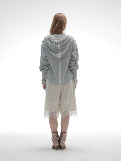 Hooded Asymmetrical Wandering Short Cape Sweatshirt Jacket【s0000018387】