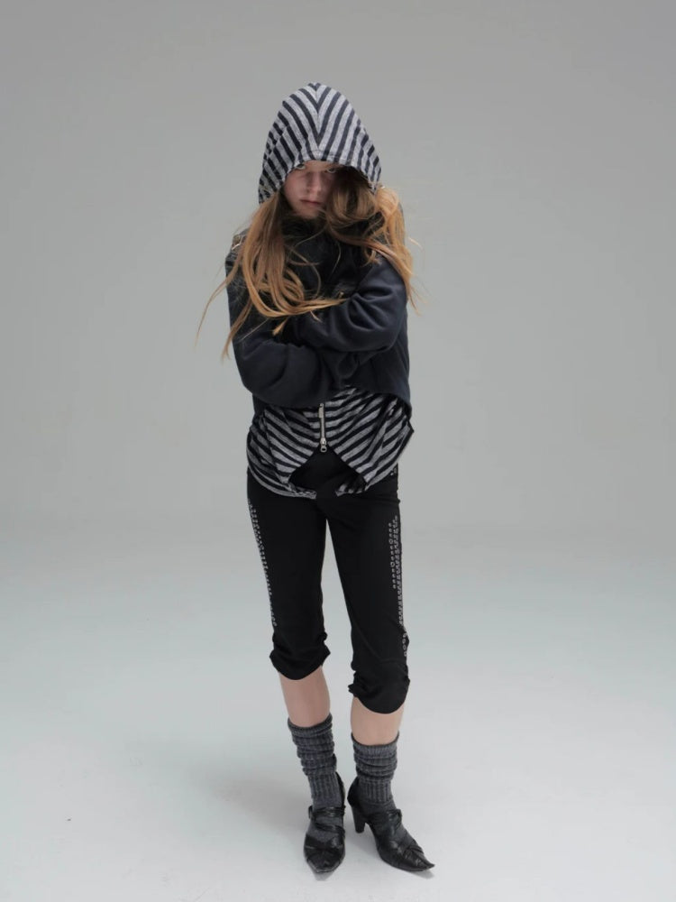 Hooded Asymmetrical Wandering Short Cape Sweatshirt Jacket【s0000018387】
