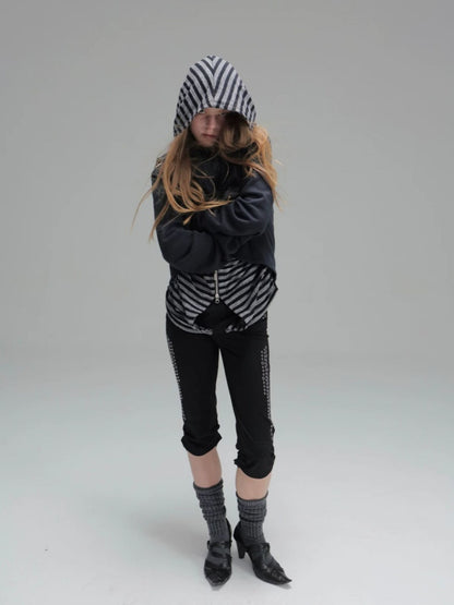 Hooded Asymmetrical Wandering Short Cape Sweatshirt Jacket【s0000018387】