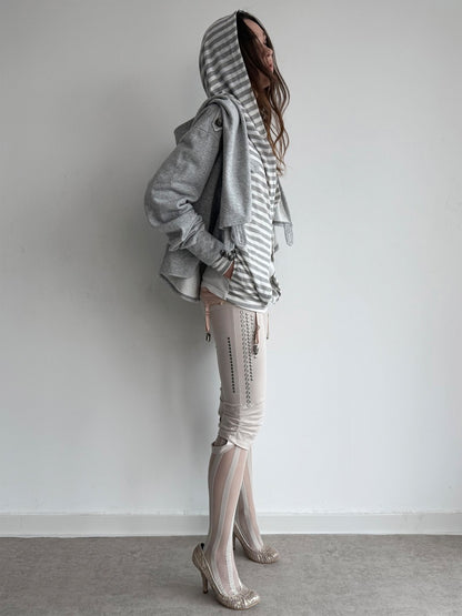 Hooded Asymmetrical Wandering Short Cape Sweatshirt Jacket【s0000018387】