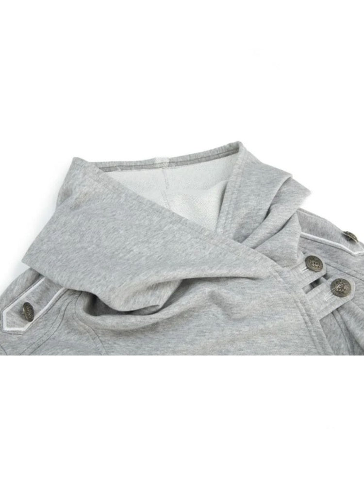 Hooded Asymmetrical Wandering Short Cape Sweatshirt Jacket【s0000018387】