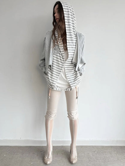Hooded Asymmetrical Wandering Short Cape Sweatshirt Jacket【s0000018387】