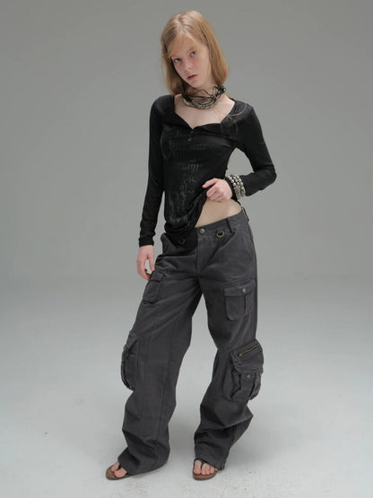 Washable Cotton 3D Straight-Leg Functional Pocket Gardener Workwear Pants【s0000018388】