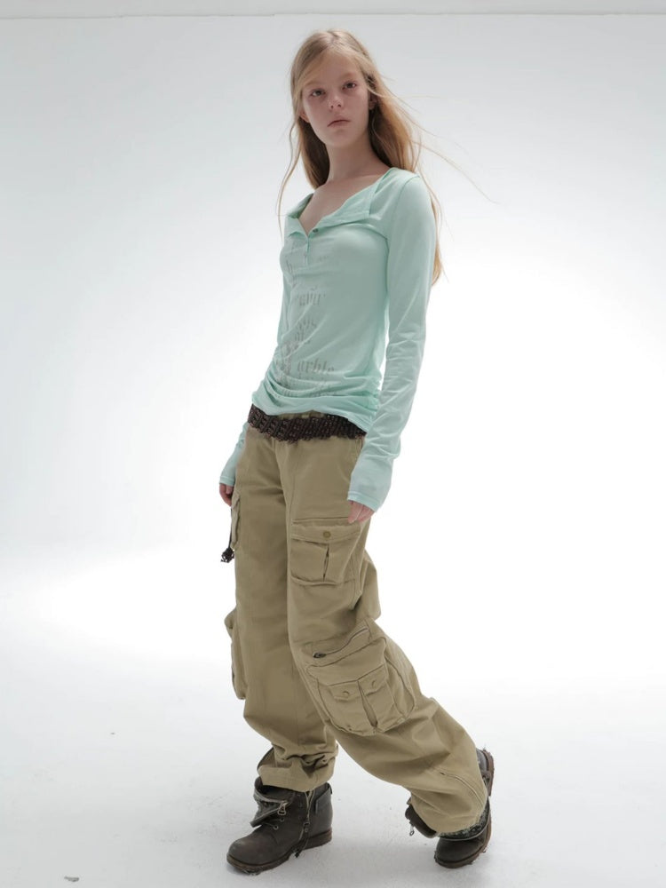 Washable Cotton 3D Straight-Leg Functional Pocket Gardener Workwear Pants【s0000018388】