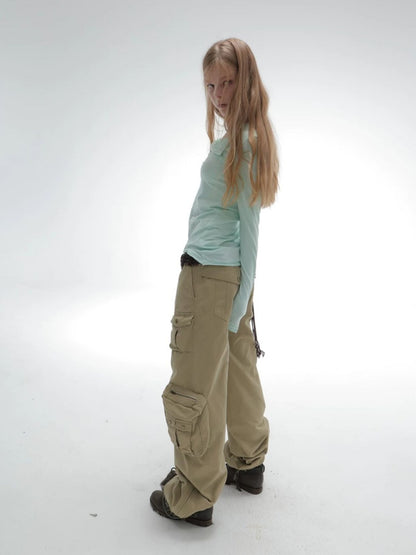 Washable Cotton 3D Straight-Leg Functional Pocket Gardener Workwear Pants【s0000018388】