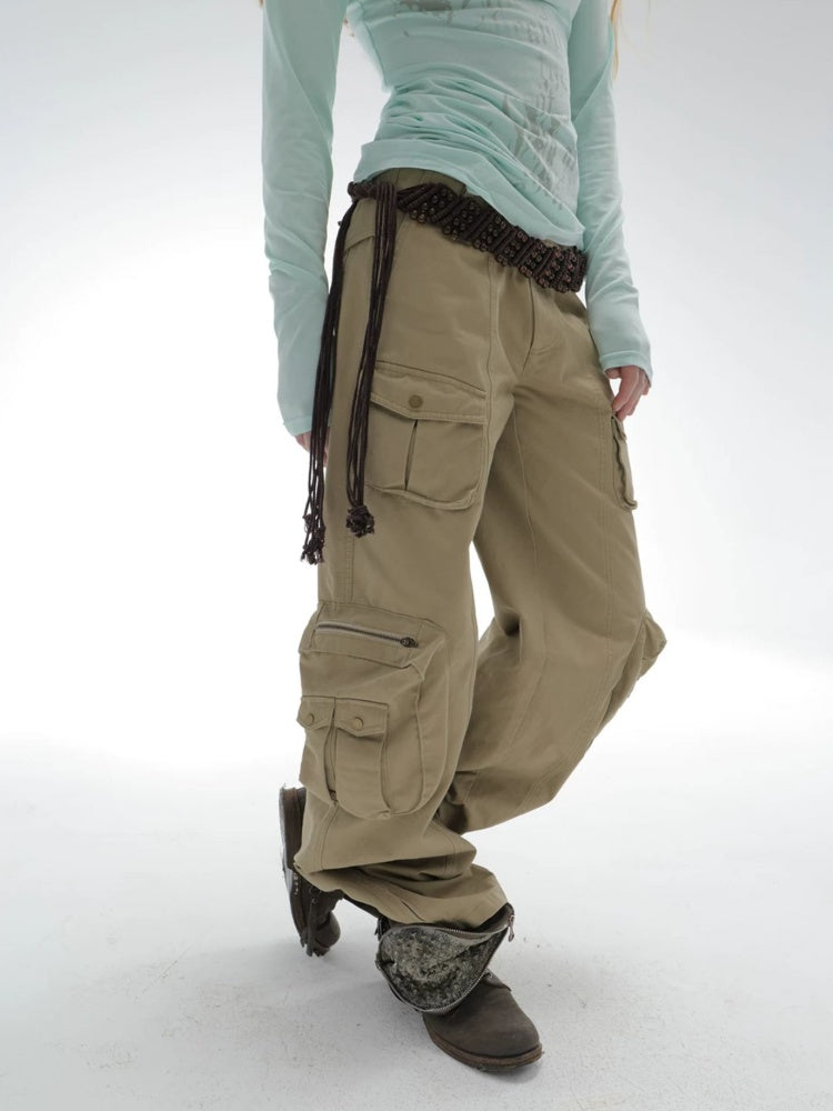 Washable Cotton 3D Straight-Leg Functional Pocket Gardener Workwear Pants【s0000018388】