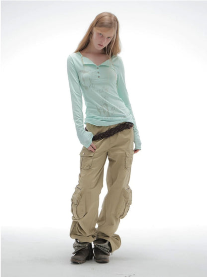 Washable Cotton 3D Straight-Leg Functional Pocket Gardener Workwear Pants【s0000018388】
