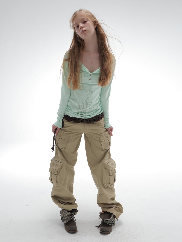 Washable Cotton 3D Straight-Leg Functional Pocket Gardener Workwear Pants【s0000018388】