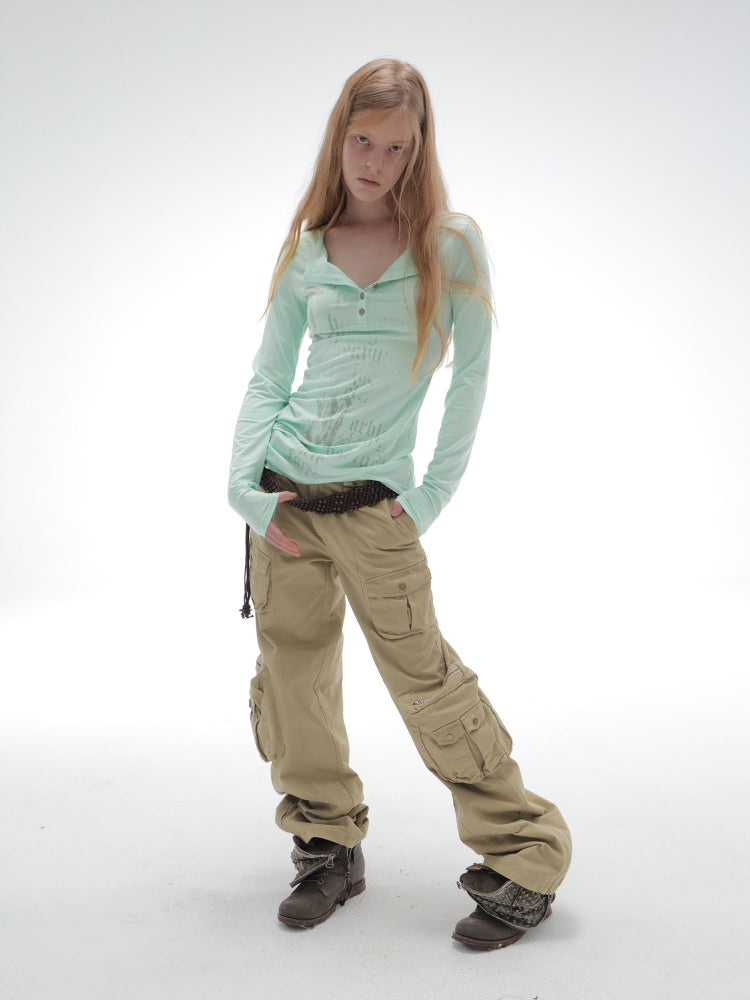 Washable Cotton 3D Straight-Leg Functional Pocket Gardener Workwear Pants【s0000018388】