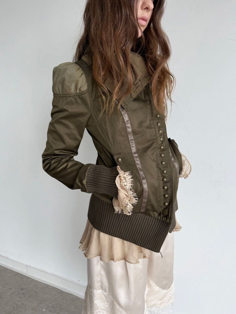 Cropped Slim-Fit Court-Style Asymmetrical High-Neck Fencing Jacket【s0000018391】