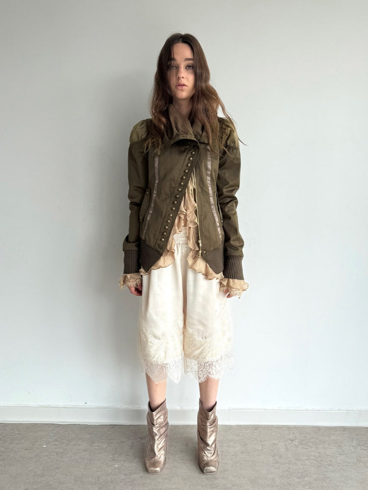 Cropped Slim-Fit Court-Style Asymmetrical High-Neck Fencing Jacket【s0000018391】