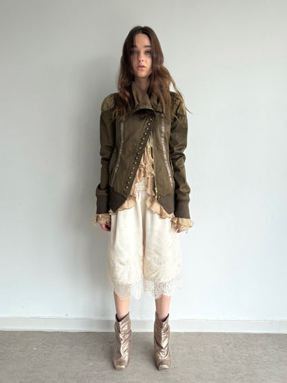 Cropped Slim-Fit Court-Style Asymmetrical High-Neck Fencing Jacket【s0000018391】