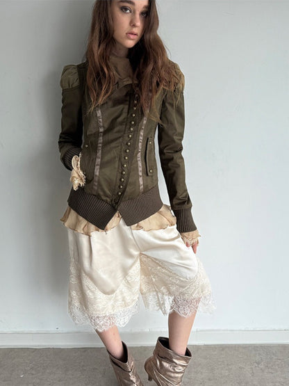 Cropped Slim-Fit Court-Style Asymmetrical High-Neck Fencing Jacket【s0000018391】