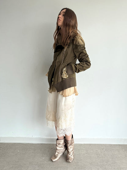 Cropped Slim-Fit Court-Style Asymmetrical High-Neck Fencing Jacket【s0000018391】
