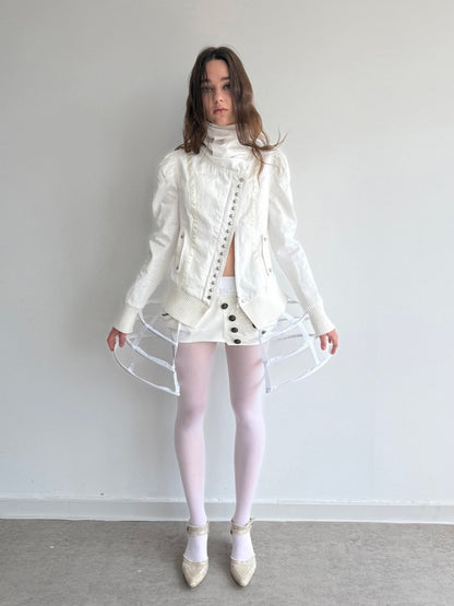 Cropped Slim-Fit Court-Style Asymmetrical High-Neck Fencing Jacket【s0000018391】