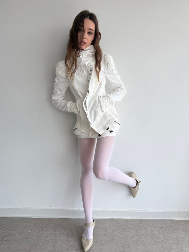Cropped Slim-Fit Court-Style Asymmetrical High-Neck Fencing Jacket【s0000018391】